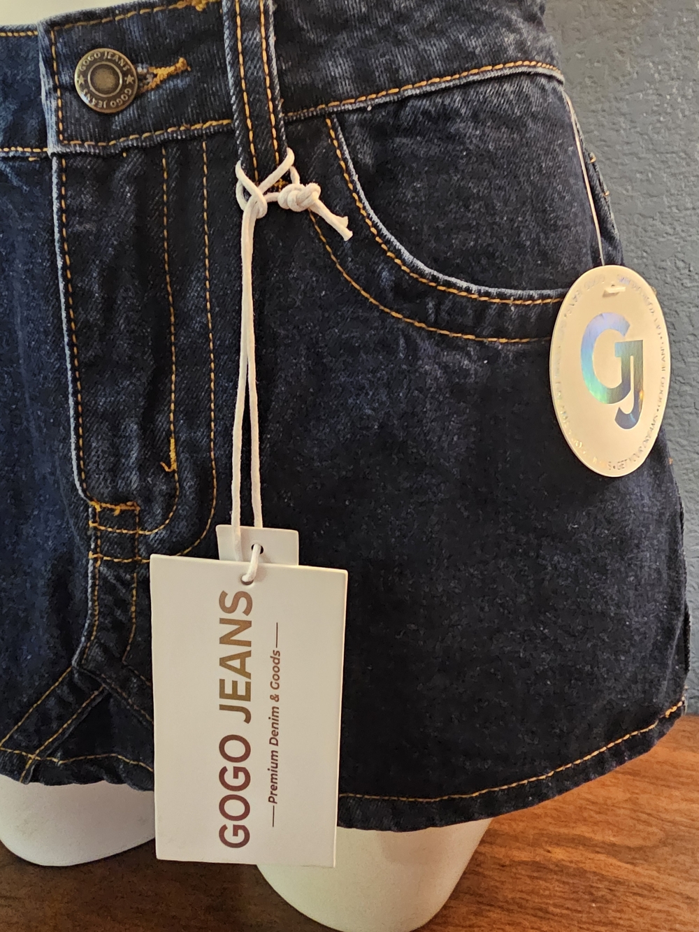 Women's Dark Blue Denim Mini Skirt - Picture 2 of 10